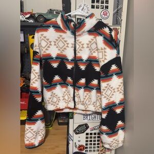 XL cropped zip up Aztec jacket